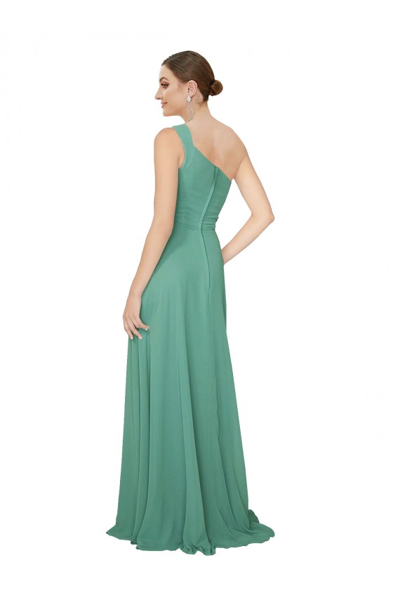 Argent islandais Trapèze Sans bretelle Mousseline Longue Robes demoiselle d'honneur Outlet
