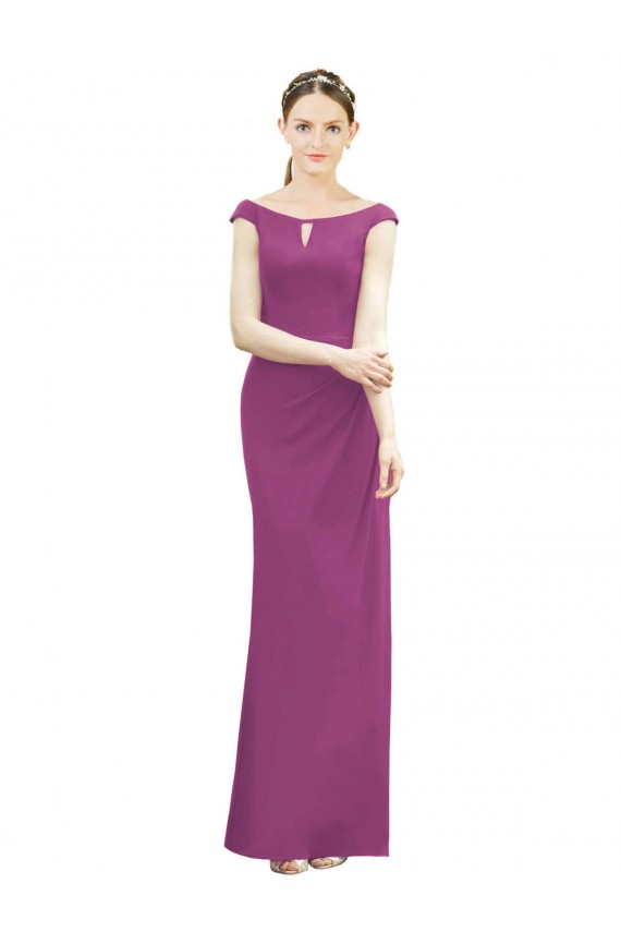 Baie sauvage Sirène Col Bateau Col Haut Mousseline Longue Robes demoiselle d'honneur Outlet