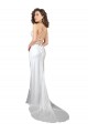 Blanc Fourreau Balayage train Satiné Soyeux Simple Plage Robes de mariée Outlet