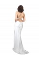 Blanc Fourreau Balayage train Satiné Soyeux Simple Plage Robes de mariée Outlet