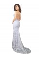 Blanc Fourreau Col Haut Balayage train Dentelle Robes de mariée Outlet