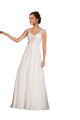 Blanc Fourreau Col V Mousseline Dentelle Robes de mariée Outlet