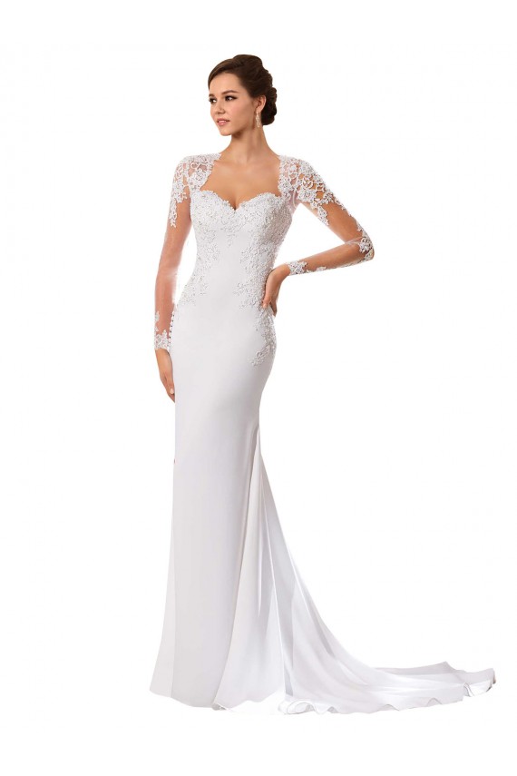 Blanc Fourreau Mousseline Dentelle Robes de mariée Outlet