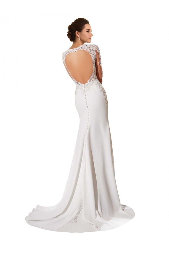 Blanc Fourreau Mousseline Dentelle Robes de mariée Outlet