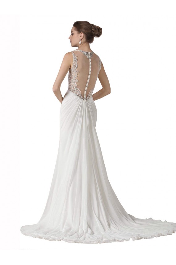 Blanc Fourreau Mousseline Plage Robes de mariée Outlet