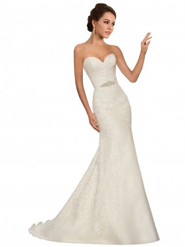 Blanc Fourreau Tulle Dentelle Robes de mariée Pas Chre