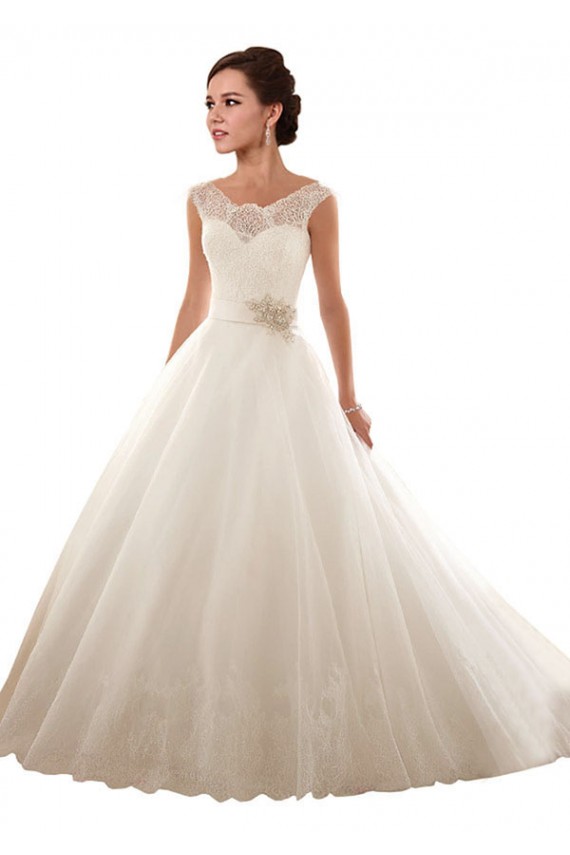 Blanc Princesse Épaule Dénudée Tulle Dentelle Robes de mariée Outlet