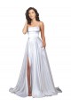 Blanc Trapèze Bretelles spaghetti Satiné Stretch Simple Plage Robes de mariée Outlet