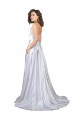 Blanc Trapèze Bretelles spaghetti Satiné Stretch Simple Plage Robes de mariée Outlet
