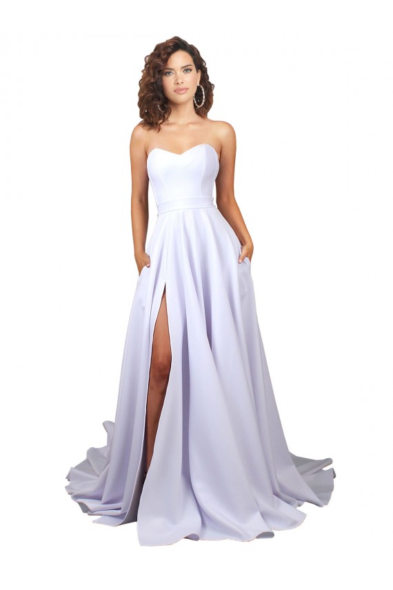 Blanc Trapèze Crêpe Stretch Simple Plage Robes de mariée Outlet