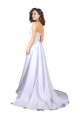 Blanc Trapèze Crêpe Stretch Simple Plage Robes de mariée Outlet