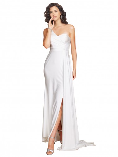 Blanc Trapèze Satiné Soyeux Robes de mariée Pas Chre