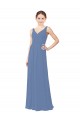 Bleu Windsor Fourreau Col V Mousseline Longue Robes demoiselle d'honneur Outlet