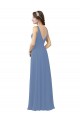 Bleu Windsor Fourreau Col V Mousseline Longue Robes demoiselle d'honneur Outlet