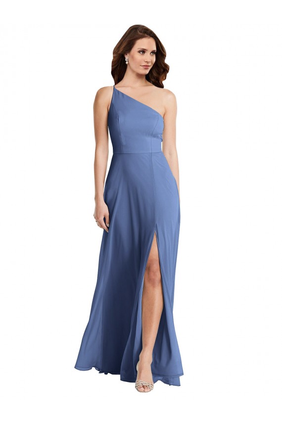Bleu Windsor Trapèze Mousseline Longue Formelles Robes demoiselle d'honneur / Robes de soirée Outlet