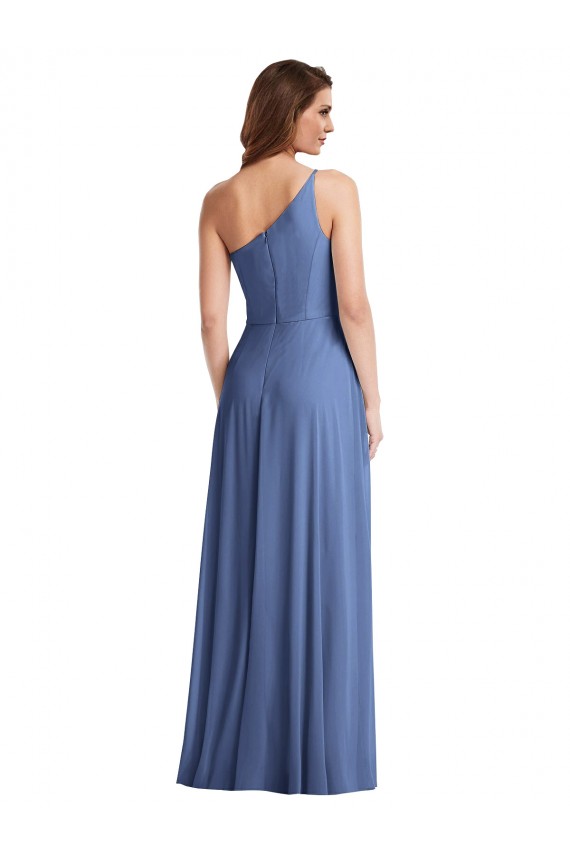 Bleu Windsor Trapèze Mousseline Longue Formelles Robes demoiselle d'honneur / Robes de soirée Outlet