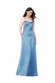 Bleu ciel Fourreau Bretelles spaghetti Col Carré Satiné Longue Formelles Robes demoiselle d'honneur / Robes de soirée / Robes de bal Outlet