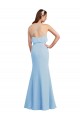Bleu ciel clair Sirène Bretelles spaghetti Col V Mousseline Longue Robes demoiselle d'honneur Outlet