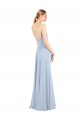 Bleu ciel clair Trapèze Bretelles spaghetti Col Carré Mousseline Longue Robes demoiselle d'honneur Outlet