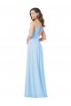 Bleu ciel clair Trapèze Bretelles spaghetti Col V Mousseline Longue Robes demoiselle d'honneur Outlet