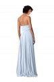 Bleu ciel clair Trapèze Bretelles spaghetti Col V Mousseline Longue Robes demoiselle d'honneur Outlet
