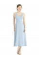 Bleu ciel clair Trapèze Col V Satiné Longue Robes demoiselle d'honneur Outlet