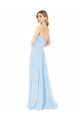 Bleu ciel clair Trapèze Licou Col Haut Mousseline Longue Robes demoiselle d'honneur Outlet