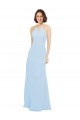 Bleu ciel clair Trapèze Licou Mousseline Longue Robes demoiselle d'honneur Outlet
