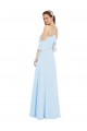 Bleu ciel clair Trapèze Licou Mousseline Longue Robes demoiselle d'honneur Outlet