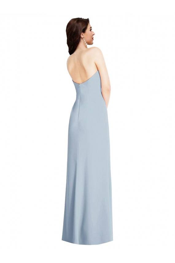 Bleu ciel clair Trapèze Sans bretelle Crêpe Stretch Longue Formelles Robes demoiselle d'honneur / Robes de soirée / Robes de bal Outlet