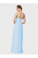 Bleu ciel clair Trapèze Sans bretelle Mousseline Longue Robes demoiselle d'honneur Outlet