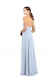 Bleu ciel clair Trapèze Sans bretelle Mousseline Longue Robes demoiselle d'honneur Outlet