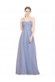 Bleu ciel clair Trapèze Sans bretelle Tulle Longue Robes demoiselle d'honneur Outlet