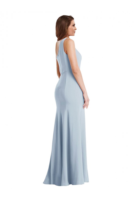 Bleu ciel clair Trompette Crêpe Stretch Longue Formelles Robes demoiselle d'honneur / Robes de soirée / Robes de bal Outlet