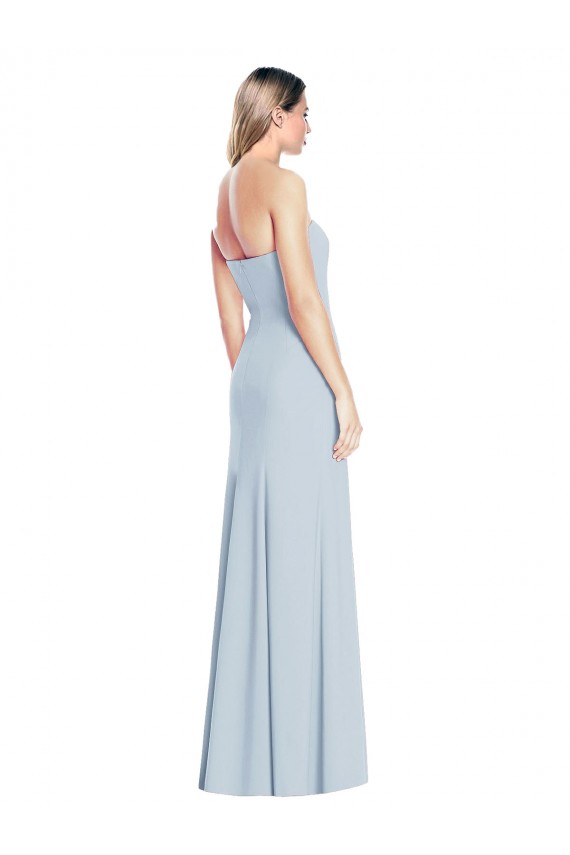 Bleu ciel clair Trompette Sans bretelle Crêpe Stretch Longue Robes demoiselle d'honneur / Robes de bal Outlet