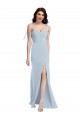 Bleu ciel clair Trompette Sans bretelle Crêpe Stretch Longue Robes demoiselle d'honneur / Robes de bal Outlet