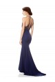 Bleu marine Sirène Licou Col Haut Crêpe Stretch Longue Formelles Robes demoiselle d'honneur / Robes de soirée / Robes de bal Outlet