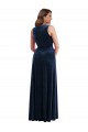 Bleu marine foncé Fourreau Col V Velours Stretch Longue Formelles Robes demoiselle d'honneur / Robes de soirée / Robes de bal Outlet