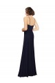 Bleu marine foncé Fourreau Scoop Mousseline Longue Robes demoiselle d'honneur Outlet