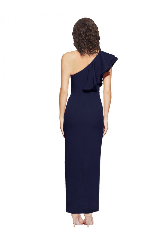 Bleu marine foncé Fourreau Crêpe Stretch Longue Formelles Robes demoiselle d'honneur / Robes de soirée / Robes de bal Outlet