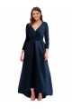 Bleu marine foncé Princesse Col V Spandex Longue Asymétrique Formelles Robes demoiselle d'honneur / Robes de soirée / Robes de bal Outlet