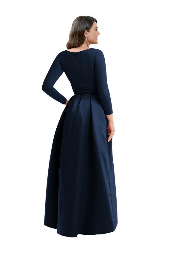 Bleu marine foncé Princesse Col V Spandex Longue Asymétrique Formelles Robes demoiselle d'honneur / Robes de soirée / Robes de bal Outlet