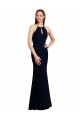 Bleu marine foncé Sirène Licou Mousseline Longue Robes demoiselle d'honneur Outlet