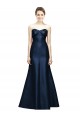 Bleu marine foncé Sirène Sans bretelle Satiné Longue Robes demoiselle d'honneur Outlet