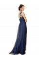 Bleu marine foncé Trapèze Balayage train Tulle Longue Robes demoiselle d'honneur Outlet