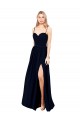Bleu marine foncé Trapèze Bretelles spaghetti Mousseline Longue Formelles Robes demoiselle d'honneur / Robes de soirée Outlet