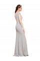 Bleu marine foncé Trapèze Col Bateau Crêpe Stretch Longue Formelles Robes demoiselle d'honneur / Robes de soirée / Robes de bal Outlet