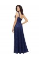 Bleu marine foncé Trapèze Col V Dentelle Longue Robes demoiselle d'honneur Outlet
