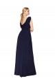 Bleu marine foncé Trapèze Col V Mousseline Longue Formelles Robes demoiselle d'honneur / Robes de soirée / Robes de bal Outlet