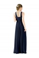 Bleu marine foncé Trapèze Col V Mousseline Longue Robes demoiselle d'honneur Outlet
